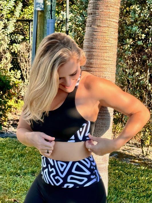Black racer back sport bra