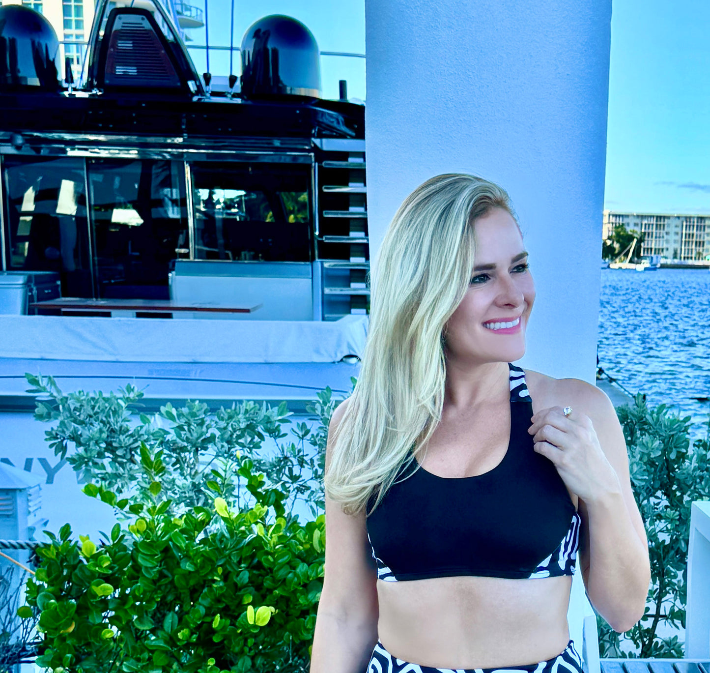 Black racer back sport bra