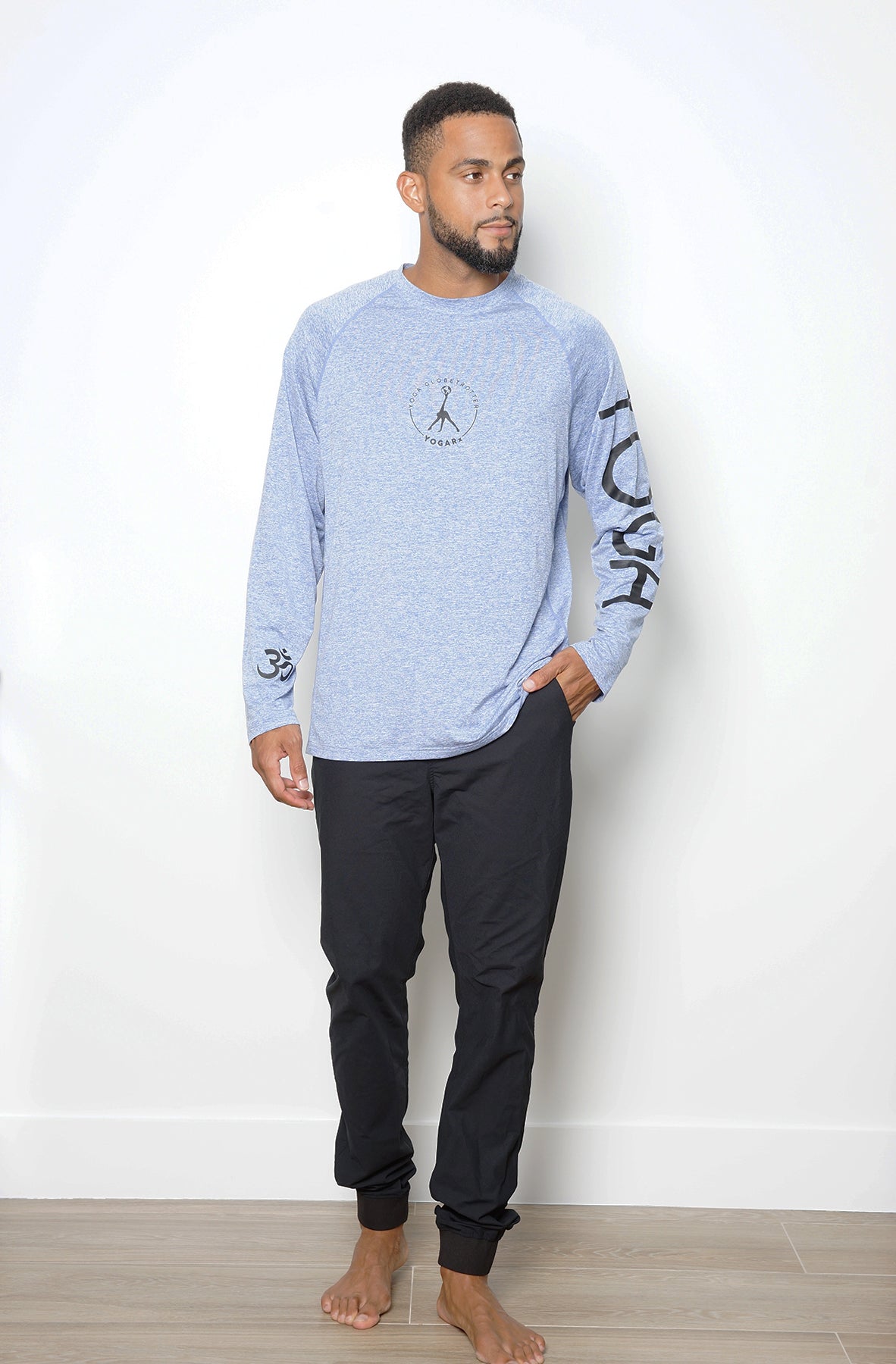 Yoga Globetrotter signature long sleeve tee heathered blue