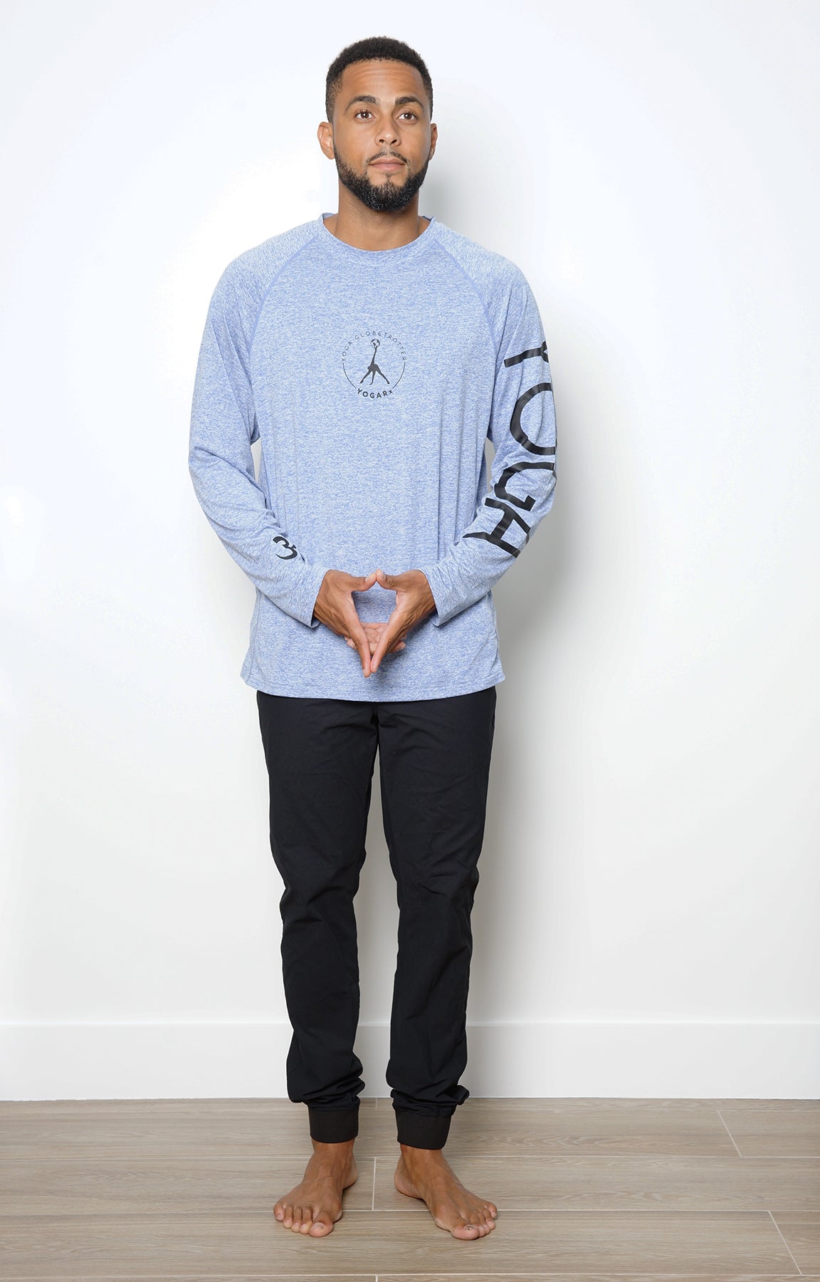 Yoga Globetrotter signature long sleeve tee heathered blue