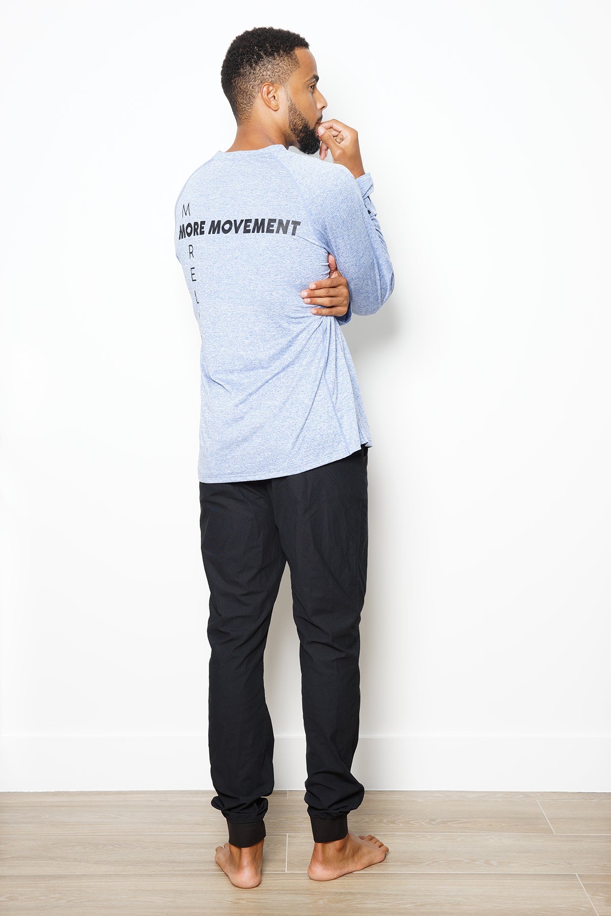 Yoga Globetrotter signature long sleeve tee heathered blue