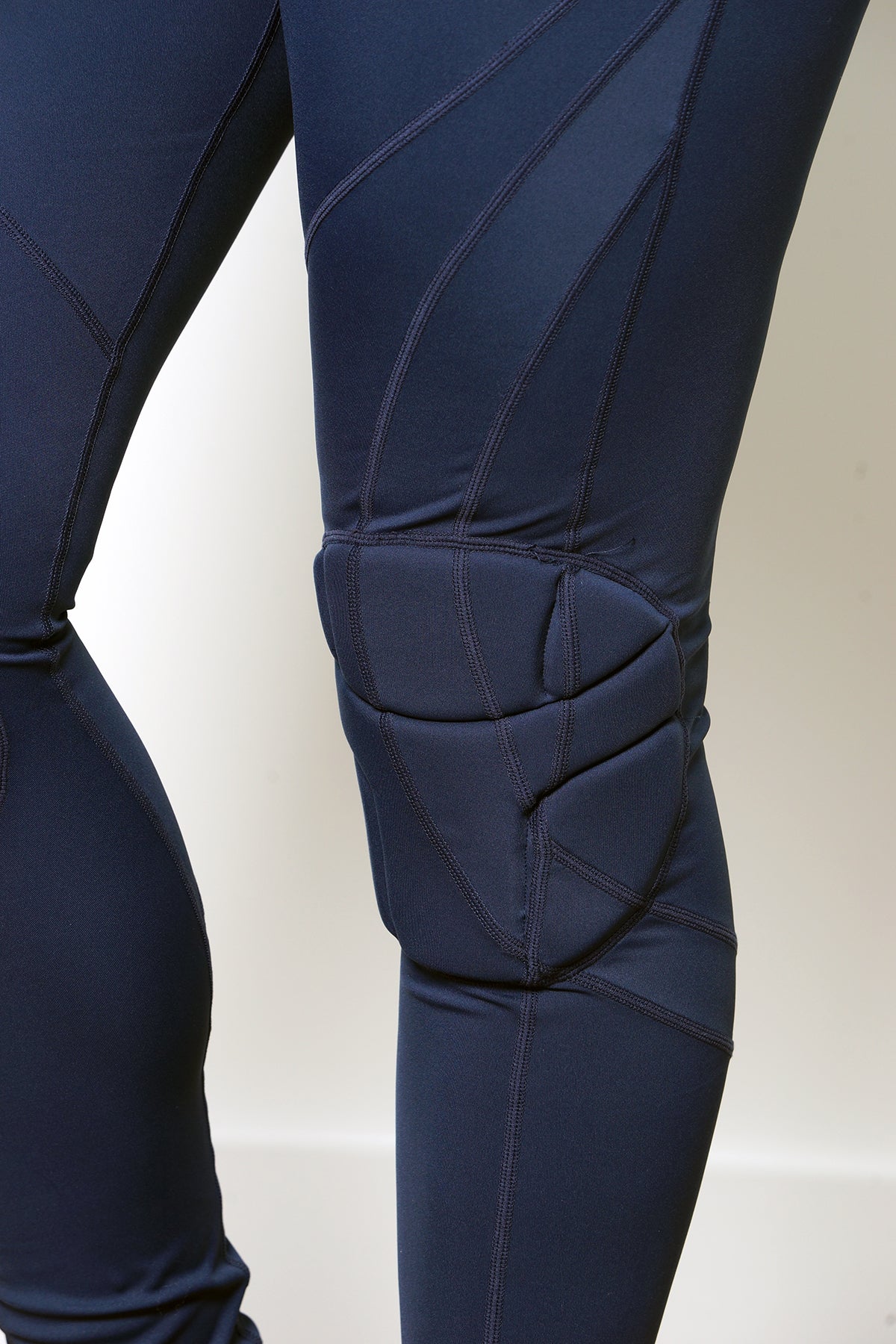 Womens navy legging with knee pad protection built in